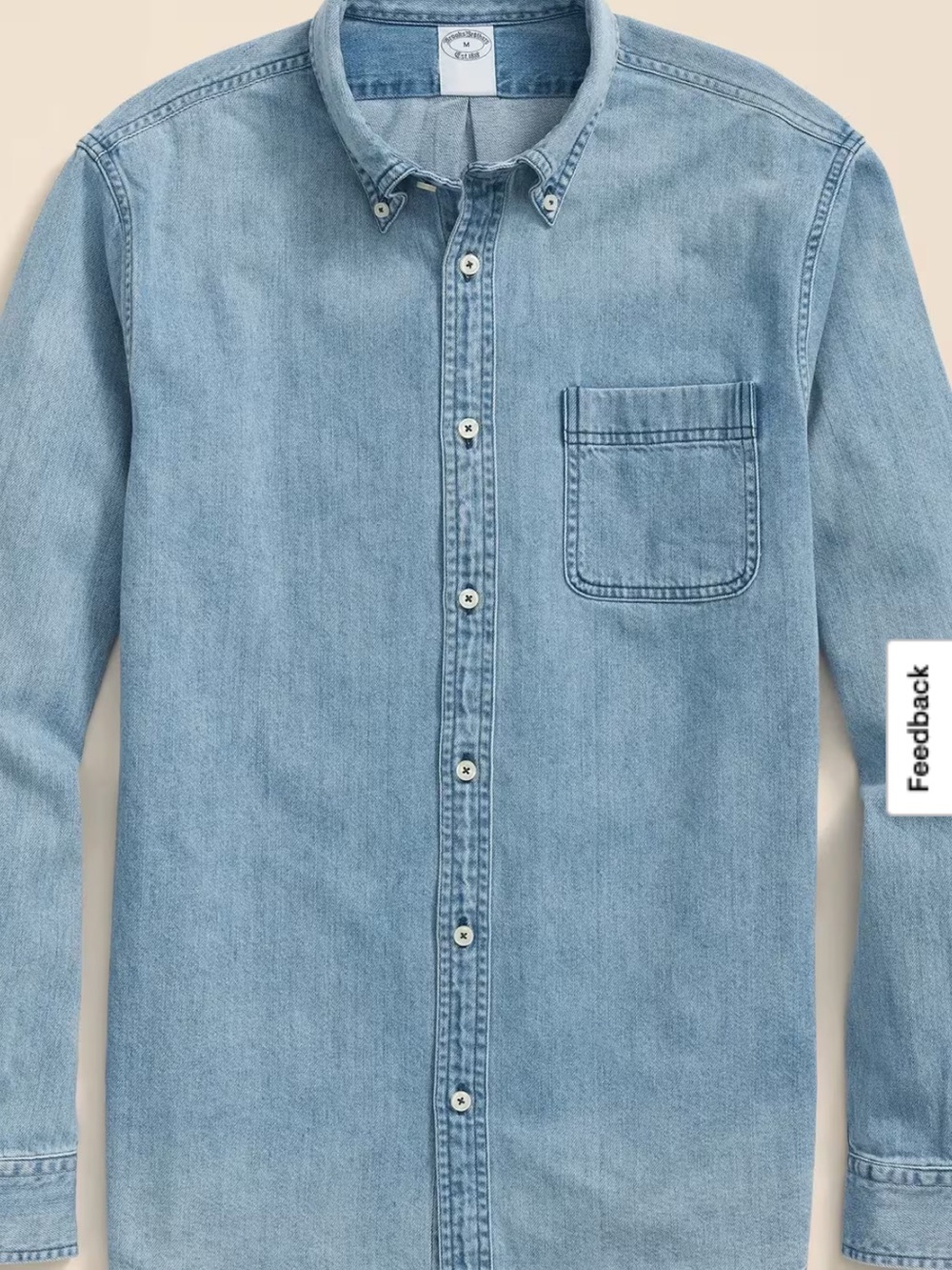 Brooks Brothers Archival Denim Shirt in Cotton Twill, Large (Blue) - Picture 2 of 4